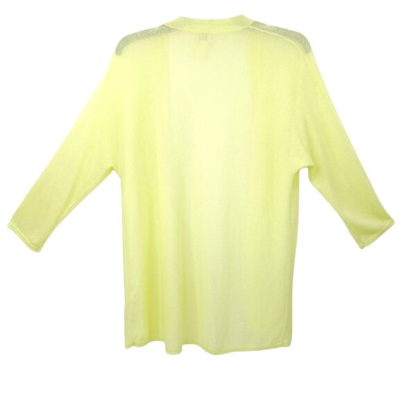 Chicos Open Front Cardigan Womens 1 US M/8 Semi Sheer 3/4 Sleeve Light Yellow - Picture 2 of 16